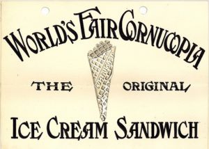 World's Fair Cornucopia - The Original Ice Cream Sandwich graphic (image courtesy Wikimedia Commons)