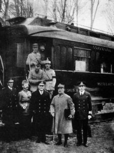 A photo of the train on which the armistice ending World War I was signed (image courtesy Wikimedia Commons)
