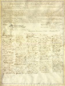 A photo of the 13th Amendment, signed b Abraham Lincoln (image courtesy Wikimedia Commons)