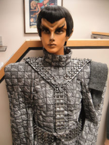 A photo of a mannequin of a Romulan woman in uniform (from Star Trek: The Next Generation)